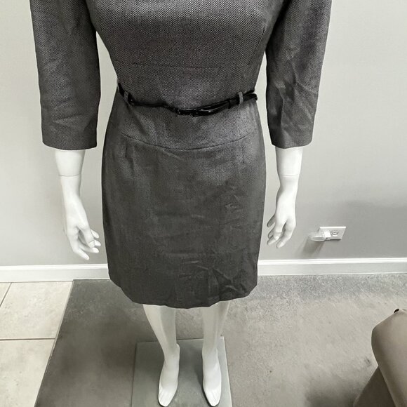 Tahari Arthur S Levine Black 3/4 Sleeve Dress With Belt - Picture 3 of 11